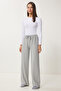 Women's Gray Melange Soft Loose Knitted Pants Ub00295