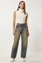 Women's Dark Blue High Waist Faded Effect Baggy Jeans Ut00027 - 2