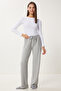 Women's Gray Melange Soft Loose Knitted Pants Ub00295 - 2