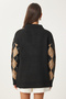 Women's Black Mink Diamond Patterned Knitwear Sweater Fn03447 - 7