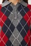 Women's Gray Red Diamond Patterned Knitwear Sweater Fn03447 - 12