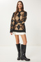 Women's Black Mink Diamond Patterned Knitwear Sweater Fn03447 - 2