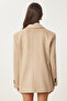Women's Cream Premium Suede Blazer Jacket Fn03443 - 7