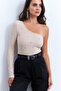 Women's Cream Stone Single Sleeve Crop Blouse Hol2 - 2