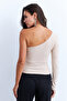 Women's Cream Stone Single Sleeve Crop Blouse Hol2 - 7