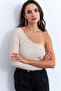 Women's Cream Stone Single Sleeve Crop Blouse Hol2 - 5
