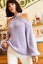 Women's Lilac Cross Collar Knitwear Sweater KZK-19000192 - 5
