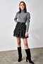 Black Floral Lined Flounce Chiffon Mini Woven Skirt TWOAW21ET0410