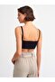 Woman's Black Front Drawstring Suspender Bustier - 3