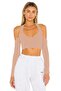 Women's Beige Halter Neck Silk Jersey Crop Top