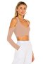 Women's Beige Halter Neck Silk Jersey Crop Top - 2