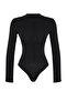 Black Slim Gather Detailed Stretch Knitted Body with Snap Fasteners TWOAW20BD0052 - 6