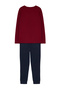 Burgundy Regular Fit Slogan Printed Knitted Pajama Set TMNAW22PT0759 - 12