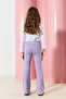 Lila Düz/Basic Flare/İspanyol Paça Kız Çocuk Esnek Örme Tayt TKDSS24TA00007 - 4