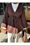 V-Neck Tunic with Belt - Brown - Large Size Range - 4