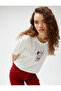 Crop T-Shirt Printed Crew Neck Short Sleeve Cotton - 2