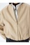 Crop College Bomber Jacket Round Neck Zippered - 6