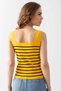 Women's Yellow-Black Square Collar Striped Knitwear Athlete Knitwear Blouse 1133 - 7