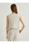 V-Neck Linen Blazer Vest - Buttoned and Fleto Pocket - 4