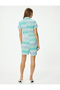 Mini Shorts Jumpsuit Polo Neck Short Sleeve Half Button Ribbed - 4