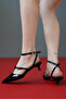 Women's Pointed Toe Short Heeled Shoes Frobia Black - 5