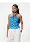Ethnic Patterned Halter Collar Top - 3