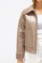 Alaçati Style Women's Mink Double Pocket Faux Fur Inside Faux Leather Biker Jacket Prm0408 - 4