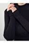 Camisole Half-Throat Cotton Stretchy Body Sweatshirt, Ribbed Fabric, Lycra, Black - 4