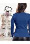 Camisole V-Neck Body Sweatshirt, Ribbed Fabric, Lycra, Blue (Indigo) - 4