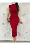 Women's Zero Sleeve Shoulder and Waist Draped Midi Dress - 4