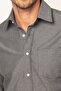 Men's Regular Fit Classic Cut Cotton Easy Ironing Dobby Gray Shirt - 3