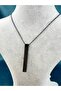 Men's Silver & Black 60cm Long, Stick Steel Necklace - 5