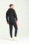 Men's Black Tracksuit with Striped Hood and Scuba Design - 3