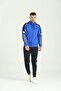 Striped Sleeves Hooded Scuba Blue Men's Tracksuit