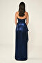 Shiny Fabric Side Slit Long Dress - 3