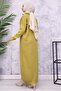 4008 Zippered Collar Knitwear Dress Oil Green - 5