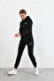 Black Hooded Zip-Up French Terry Tracksuit Set - 3