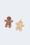 Christmas Gingerbread Figured Zircon Fitted Stone Stud Earrings - 6