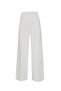 Ecru Pleated Wide Leg Long Trousers