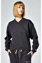 Eco Future Crewneck Croptop Sweatshirt Organic Cotton Black Women's Sweatshirt-E10007-Es503 - 5