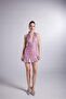 Shiny Fabric Gathered Mini Starry Dress Pink - 3