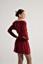 Corset Waist Padded Mini Jade Dress Claret Red - 4