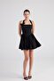 Halter Neck Mini Teresa Dress with Detachable Ribbon Black - 2