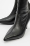 Thalin Black Skin Pointed Toe Side Zipper Women's Thin Heeled Boots - 3