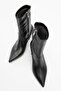 Thalin Black Skin Pointed Toe Side Zipper Women's Thin Heeled Boots - 2