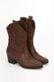 Women's Bitter Brown Leather Embroidered Cowboy Boots - 4