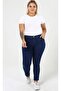 Blue Narrow Leg Classic Large Size Women's Jeans - 4
