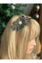 Luxury Rhinestone Pearls Large-Rise Special Occasion Motif Floral Metal Crown Black Women's Children's Crown - 5