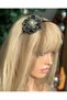 Daisy Camellia with Luxurious Design Stones and Pearls Layered Layered Floral Metal Crown Black Women's Children's Crown - 2