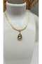 1st Class Steel Non Tarnish Zircon Stone detailed Drop Figured Necklace - 2